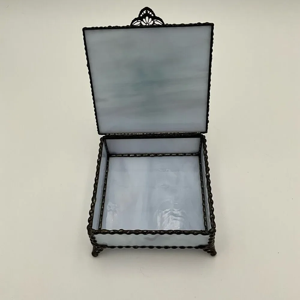 HANDCRAFTED Stained Glass Jewelry Box Keepsake Box